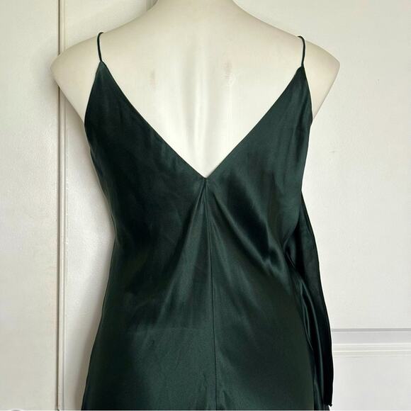 NWT Hatch Flutter Cami Slip Ruffle Silk Midi Dress Dark Green P One Size Petite - Picture 7 of 10